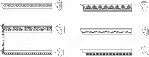 Vector sketch detailed illustration of classic gypsum profile