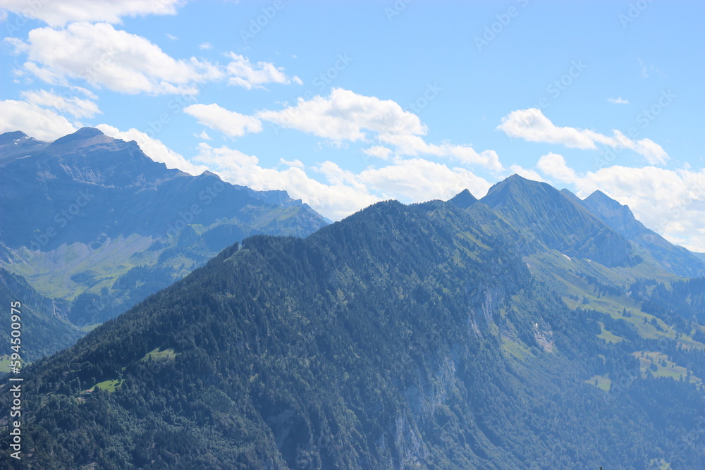 View of the swiss alps mountain range.