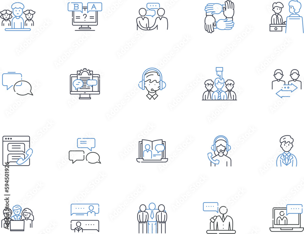 Attendees line icons collection. Participants, Guests, Delegates, Visitors, Attendees, Observers, Members vector and linear illustration. Invitees,Registrants,Conferees outline signs set