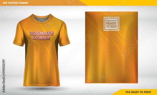 T-shirt texture designs sports abstract background for extreme jersey team, racing, cycling, football, line art orange color and sport livery.