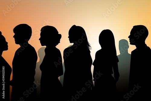 Silhouette profile group of men and women of diverse culture Diversity multi-ethnic and multiracial people Concept of racial equality and anti-racism Multicultural society Friendship transformed