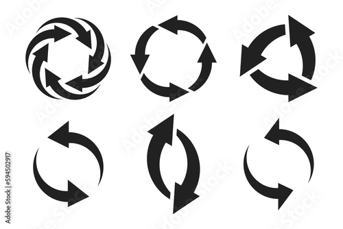 Abstract arrow vector icons. Arrow direction circle.