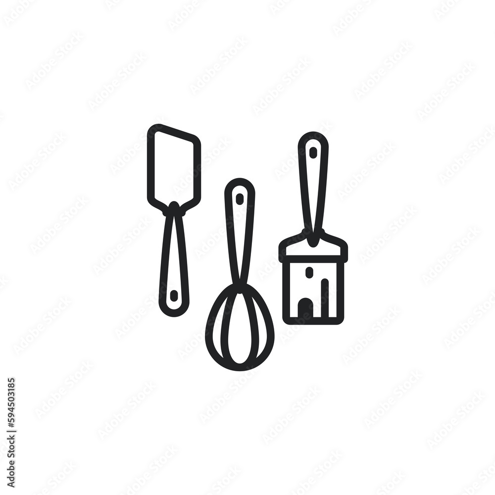 Kitchen utensil outline icons. Vector illustration. Isolated icon suitable for web, infographics, interface and apps.