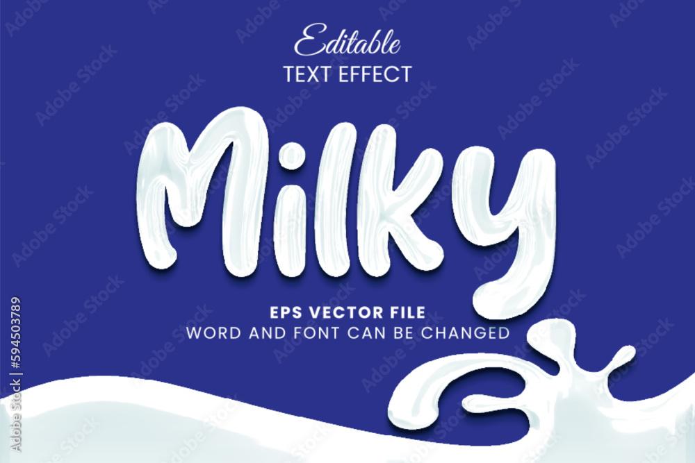 Milky vector text effect Stock Vector | Adobe Stock