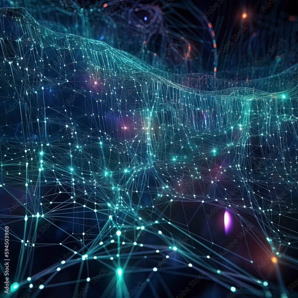 Obraz premium Cyber big data flow background. Generative ai.