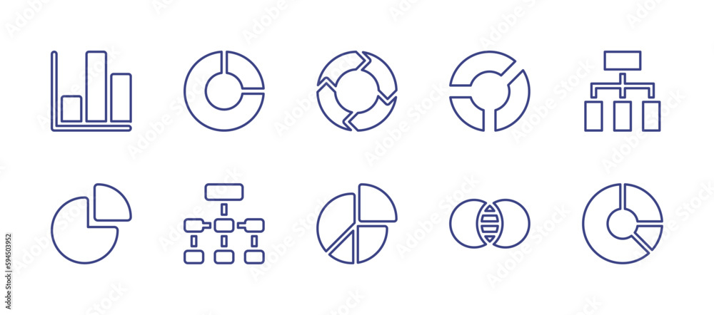 Charts and diagrams line icon set. Editable stroke. Vector illustration ...