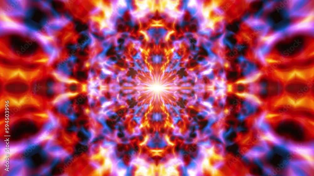 Symmetrical red and blue fire art loop Symmetrical red and blue fire art loop
