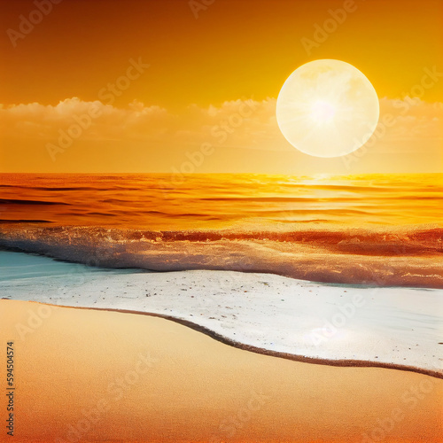Closeup sea sand beach. Panoramic beach landscape Created by AI tool . AI photo