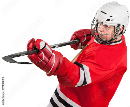 Photography Ice Hockey Player with Stick, Isolated