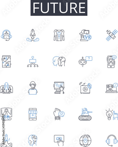 Future line icons collection. Destiny, Tomorrow, Outlook, Prospects, Horizon, Time ahead, Eventuality vector and linear illustration. Hereafter,Prospective,Foresight outline signs set