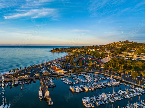 Santa Barbara Harbor overlooking the Mesa at Sunrise
