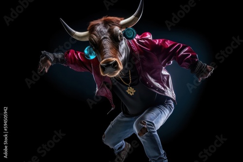 Bull Hip Hop Street Dancing Showing Some Moves Generative AI