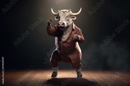 Bull Stylish Dancer Having Fun Generative AI