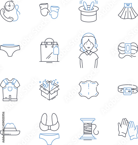 Chic boutique line icons collection. Fashionable, Trendy, Elegant, Stylish, Sophisticated, Upscale, Boutique vector and linear illustration. Glamorous,Designer,Chic outline signs set