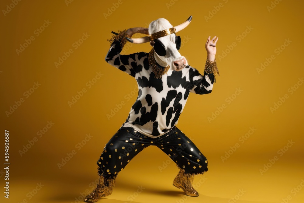 Dairy Cow Stylish Dancer Showing Some Moves Generative AI