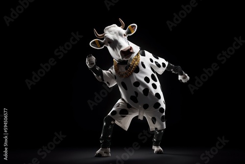 Dairy Cow Stylish Dancer Backdrop Generative AI