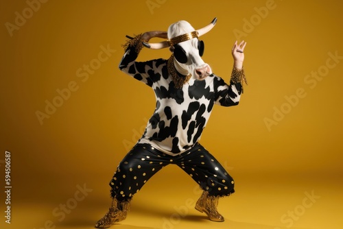 Dairy Cow Stylish Dancer Showing Some Moves Generative AI © Johnathan