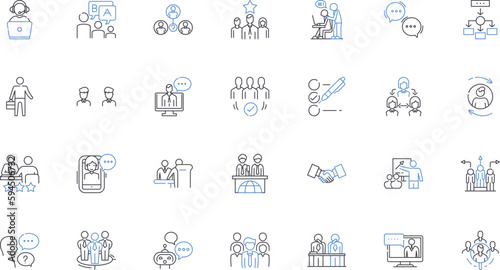 Exchange line icons collection. Swap, Barter, Trade, Convert, Reimburse, Replace, Interchange vector and linear illustration. Transfer,Commute,Switch outline signs set photo