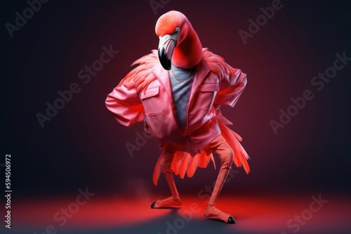 Flamingo Funky Dancer Background Generative AI