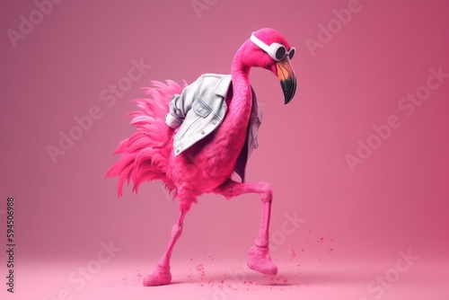 Flamingo Hip Hop Dancer Having Fun Generative AI