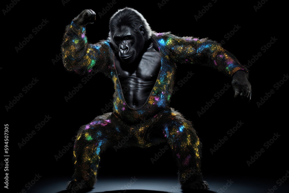 Gorilla Hip Hop Street Dancing Backdrop Generative AI