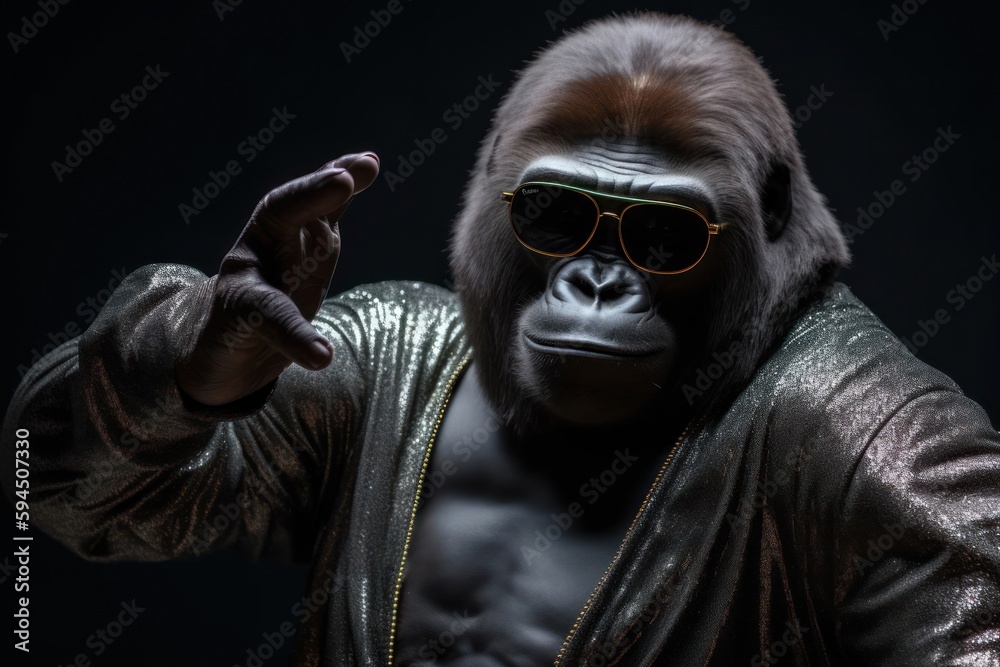 Gorilla Music Dancer Backdrop Generative AI Gorilla Music Dancer Backdrop Generative AI