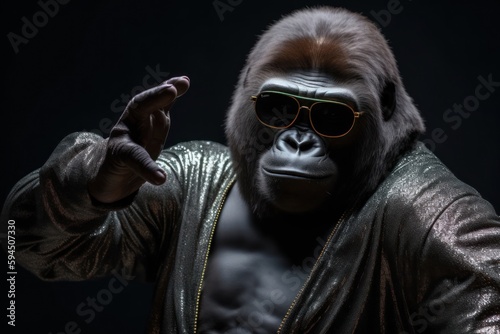 Gorilla Music Dancer Backdrop Generative AI