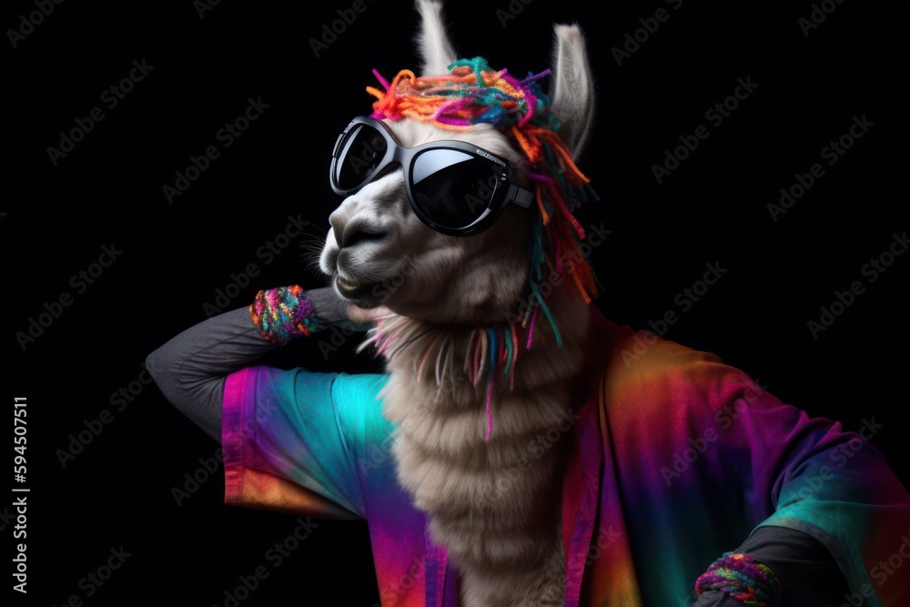Llama Funky Dancer Backdrop Generative AI