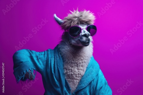 Llama Stylish Dancer Background Generative AI