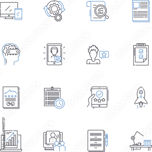 News publishing line icons collection. Headlines, Reports, Breaking, Coverage, Press, Editorials, Scoops vector and linear illustration. Exclusive,Journalism,Features outline signs set