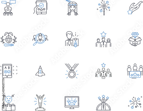 Tenacious conquerors line icons collection. Persistence, Determination, Resilience, Endurance, Grit, Tenacity, Ambition vector and linear illustration. Fortitude,Triumph,Conquer outline signs set