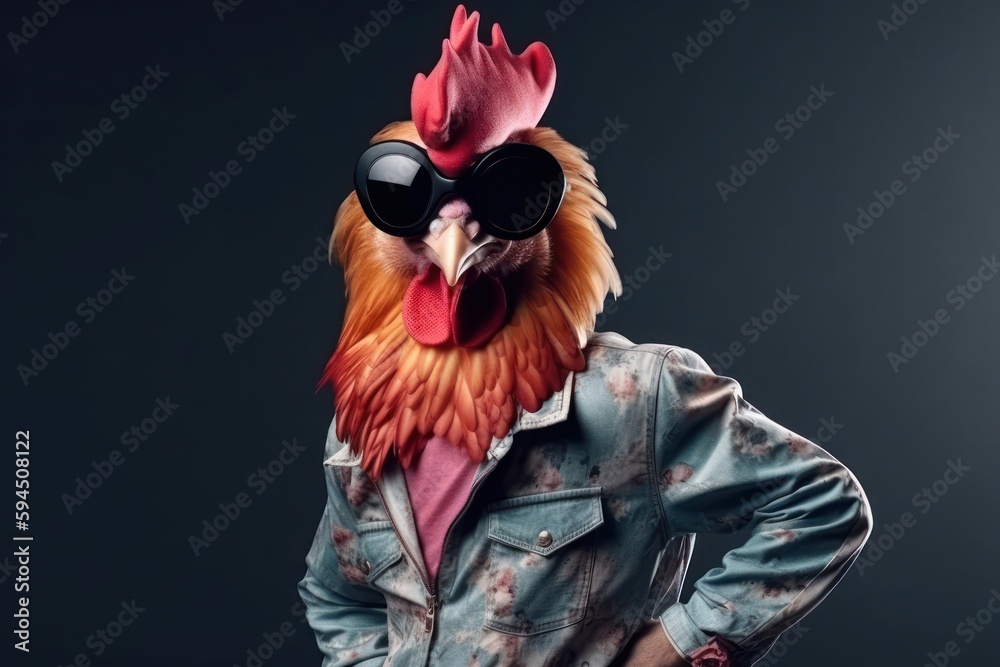 Rooster Rapper Street Dancing Backdrop Generative AI Stock Illustration ...