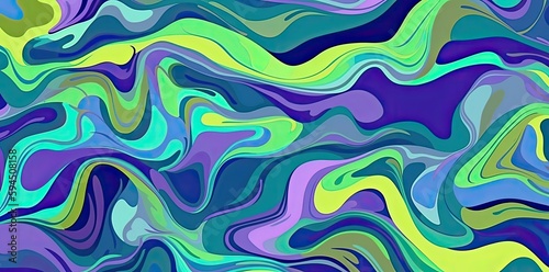 Blue and Green Seamless Abstract Background Generative AI