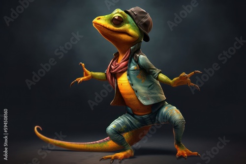Salamander Funky Street Dancing Having Fun Generative AI