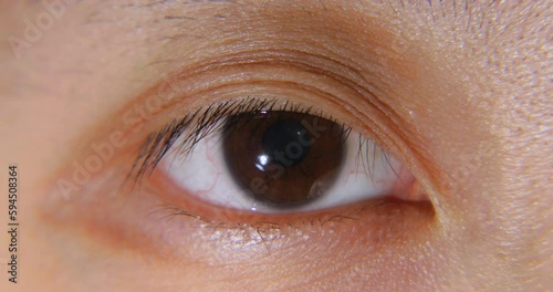 close up shot of a woman's brown eye