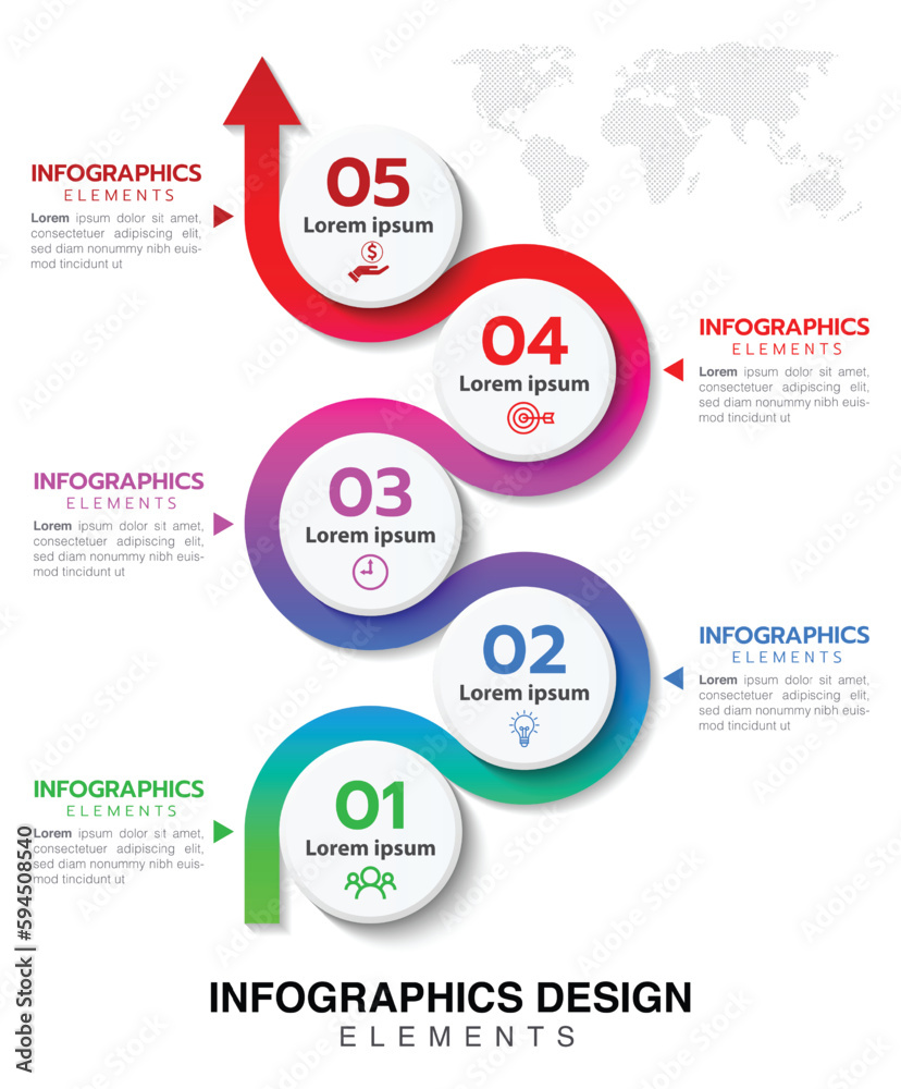 Fototapeta premium Infographic design template with 5 steps or option