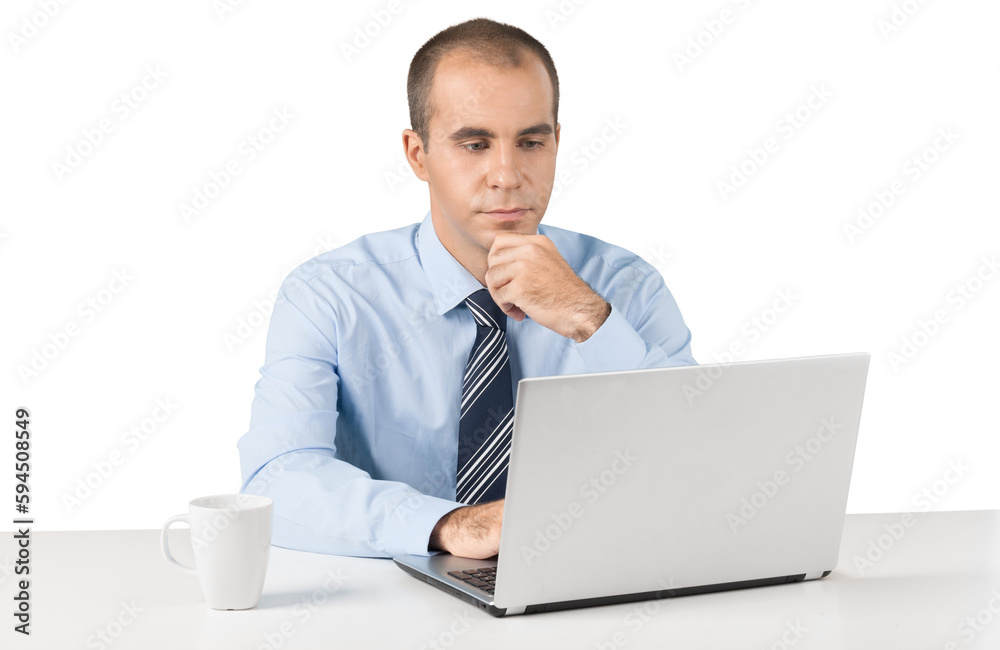 Portrait of a Businessman Working with Laptop Portrait of a Businessman Working with Laptop