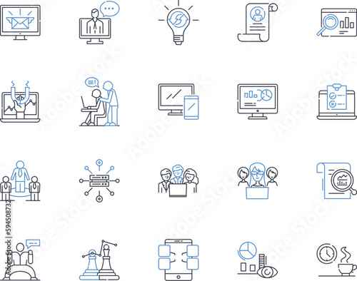 Trade obligations line icons collection. Tariffs, Quotas, Regulations, Compliance, Enforcement, Sanctions, Protections vector and linear illustration. Duties,Agreements,Trade-offs outline signs set