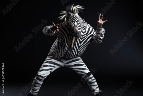 Zebra Funky Street Dancing Backdrop Generative AI