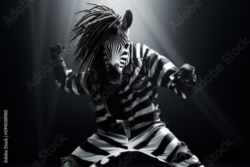 Zebra Hip Dancer Backdrop Generative AI