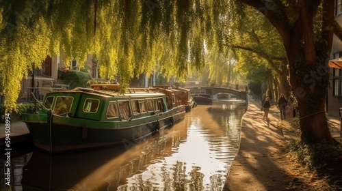 boat on the river italy, vanice created with generative AI