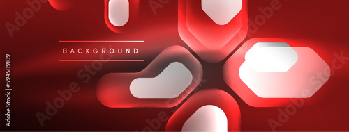 Glowing neon geometric elements abstract background. Neon light or laser show, electric impulse, power lines, techno quantum energy impulse, magic glowing dynamic lines