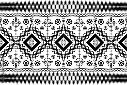 Geometric ethnic oriental traditional art pattern.black and white tone.Figure tribal embroidery style.Design for ethnic background,wallpaper,clothing,wrapping,fabric,element,sarong,vector illustration