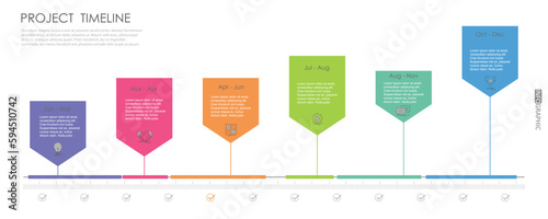 project timeline diagram marketing Infographic template for business. 12 Months modern Timeline diagram calendar with presentation vector infographics.	
