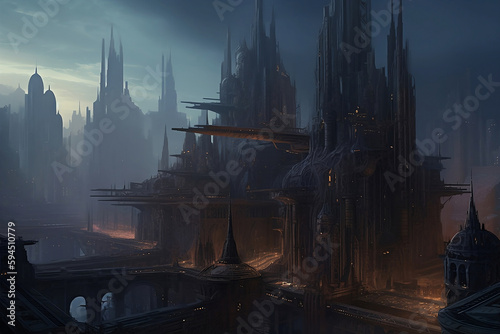 illustration of futuristic cyberpunk city