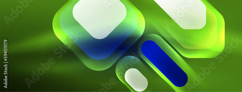 Glowing neon geometric elements abstract background. Neon light or laser show, electric impulse, power lines, techno quantum energy impulse, magic glowing dynamic lines