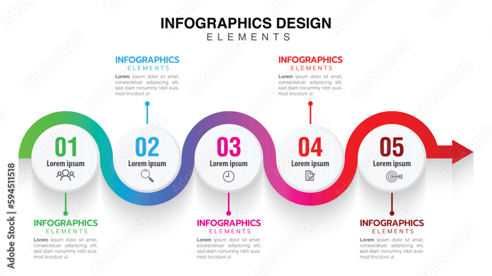 Fototapeta premium Infographic cycle design template with 5 steps or option