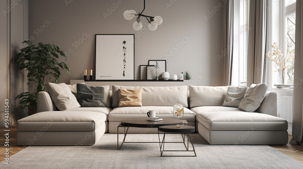 Fototapeta premium a minimalist living room, generative ai