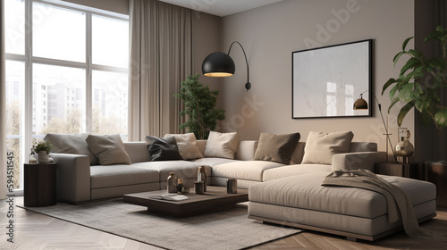 a minimalist living room, generative ai © Boinah