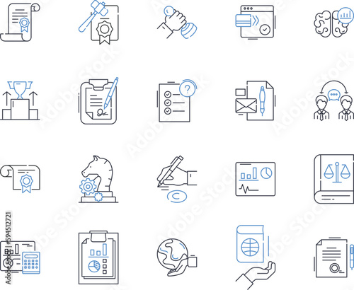 Security personnel line icons collection. Guards, Protection, Defense, Surveillance, Safety, Watchful, Alert vector and linear illustration. Vigilant,Attentive,Duty outline signs set